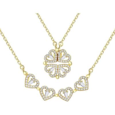 Collier - Trèfle À Quatre Feuilles - Cuivre - Pendentif Amovible - Élégant