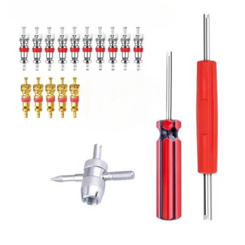 Drei-Paket Autoreifen Ventilkernschlüssel-Set, Vier-in-Eins-Ventilreparatur-, Installations- und Demontagewerkzeuge, Schlüssel für Elektrofahrzeuge