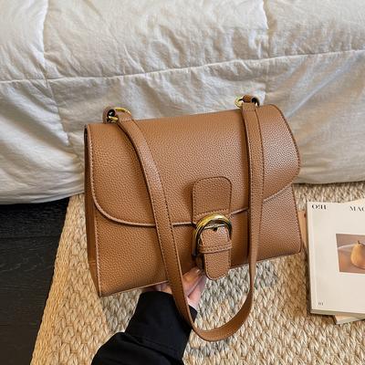 Borse quadrate di lusso retrò con motivo a litchi per donna, nuovo stile 2026, versatili, per il lavoro, a spalla, a tracolla, pochette in PU
