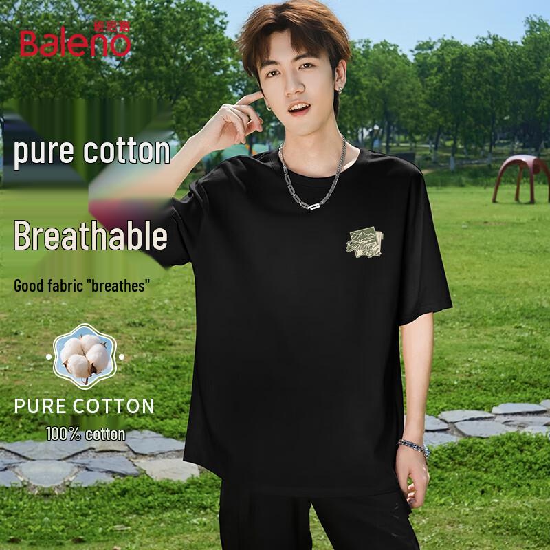 Baleno Men s 2025 Trendy Letter Graphic Loose T-Shirt 4XL