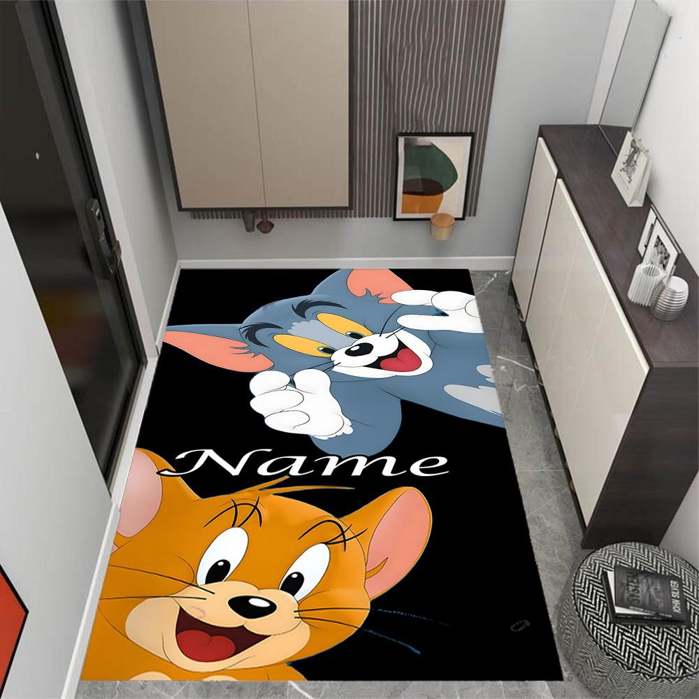 Looney Rabbits Urban Vibes Customized Name Area Rug Perfect for Living Rooms Bedrooms Hallway Entryway Anti-slip Rug Anime Office Decor