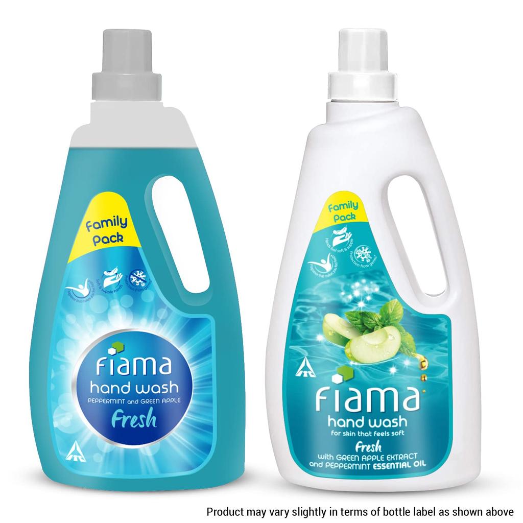 Fiama Fresh Hand Wash 1000 Ml Family Pack Soft Supple Hands Green Apple Peppermint Fragrant Handwash