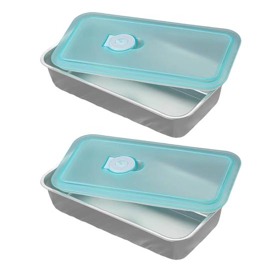 2Pcs Stainless Steel Snack Containers Double Compartment Condiment with Lids Bento Box Lunch Container for Office School Rustproof Meal Prep Box