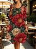 Spring Autumn Women Dress Casual Long Sleeve O-neck 3D Print Loose A-Line Dress Oversized Home Wear Robe