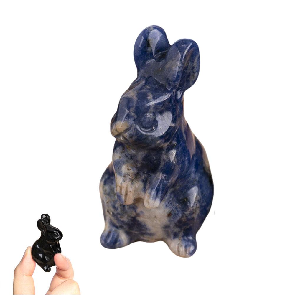 Natural Stone Carved Bunny Figurine Healing Crystal Amethyst Energy Quartz Animal Statue Chakra Carved Bunny Animal Figurine