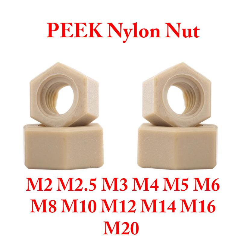 M2 M2.5 M3 M4 M5 M6 M8 M10 M12 M14 M16 M20 PEEK Nylonowe Nakrętki Plastikowe Nakrętki Sześciokątne Uszczelka do Izolacji Termicznej/ Elektrycznej