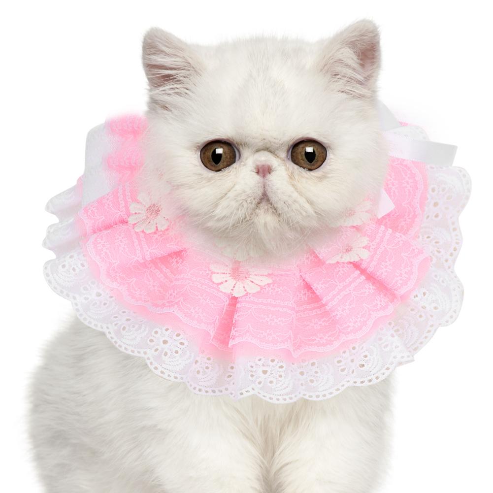 Cute Lace Bowknot Pet Saliva Towels Neckerchief Collar Drool Bibs With Bell Decoration for Dog Cat