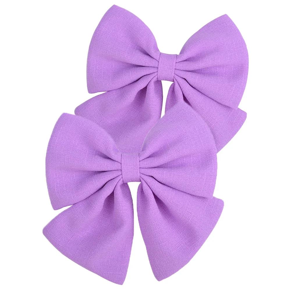 2 Pcs/lot Cute Solid Cotton Hair Bows With Clip For Girls Hair Clips Handmade Hairpins Barrettes Headwear Kids Hair Accessories
