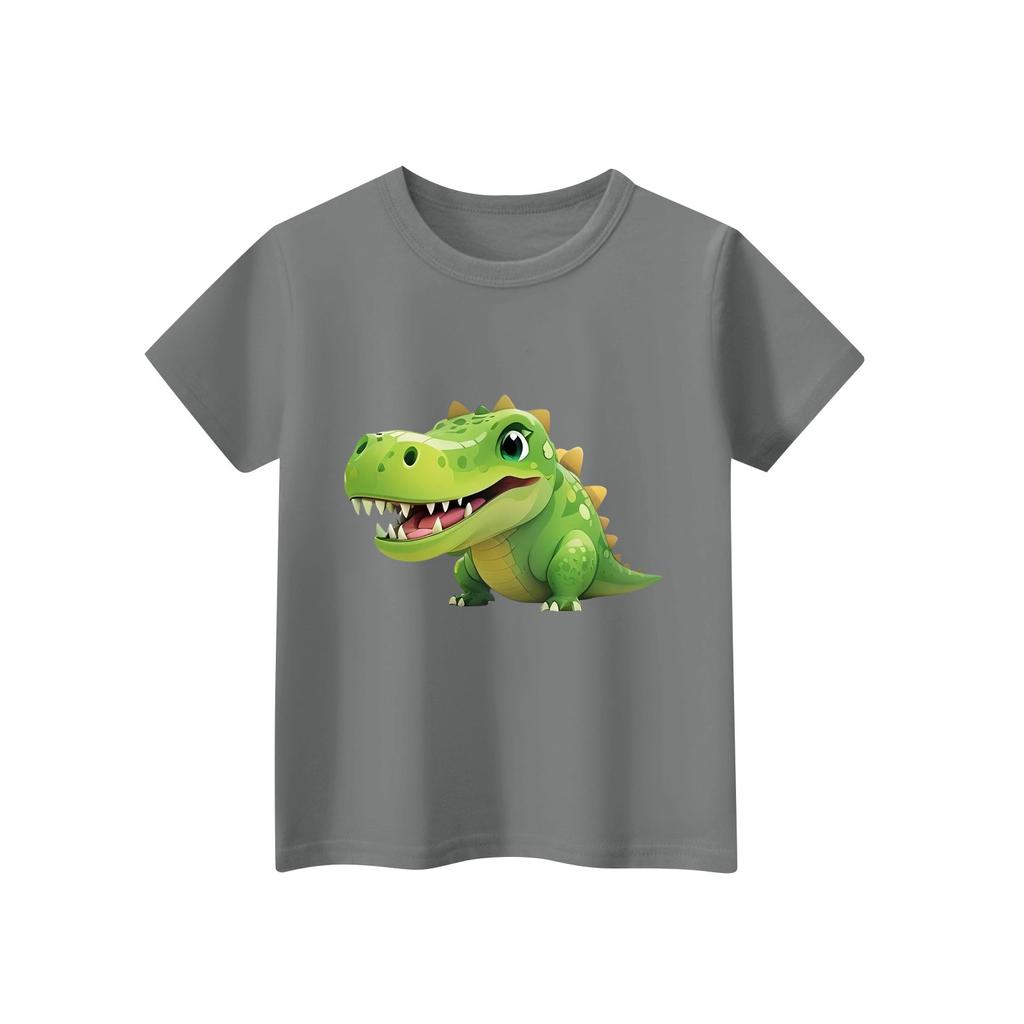 Kinder T-shirt met korte mouwen en halslijn, dierenprint, casual top voor elke dag.