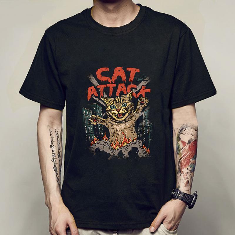 New Fashion Summer Mens T Shirt Casual Short Sleeve Samurai Cat Print Anime Tshirt Men Women Japanese Neko Sushi Wave Tops