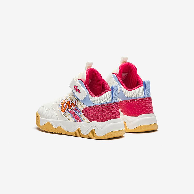 Anta Kids Synthetic Leather Lifestyle Series Trendy Fashion Non-Slip Wear-Resistant Low-Top Kids Skate Shoes Kids sneaker White Red A22519906-1