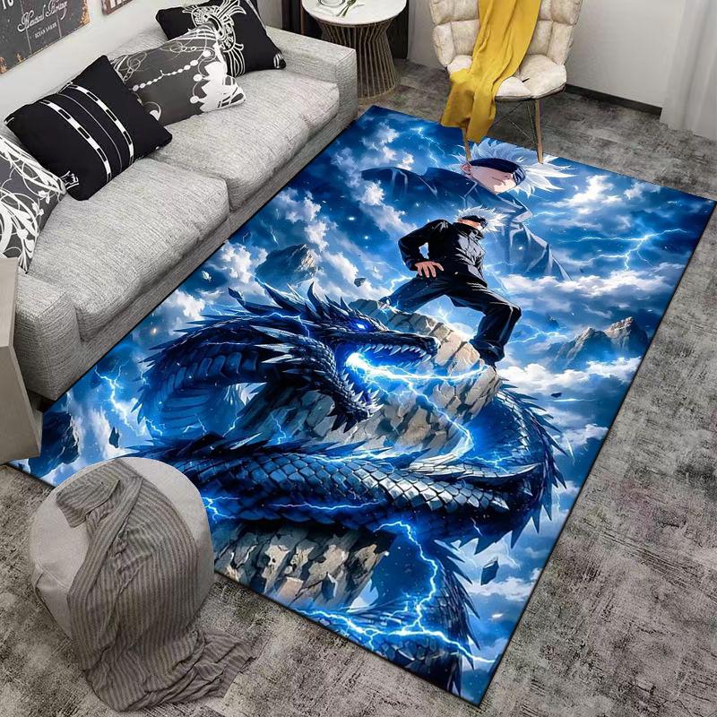 Anime Blue Lightning Dragon Design Carpet for Bedroom and Living Room Rug Suitable for Use As an Anti-slip for Living Room Bedroom Sofas