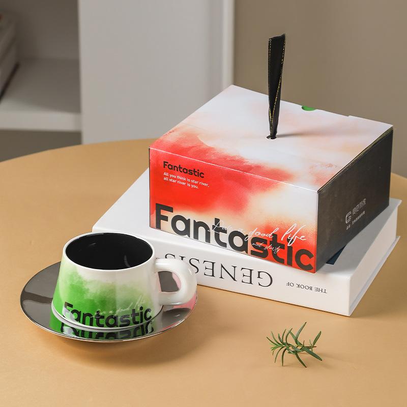

Fantesi High Value Ceramic Coffee Cup Disc Souvenir Gift Couple Christmas Gift Exquisite Ceramic Cup Gift Box 300ml