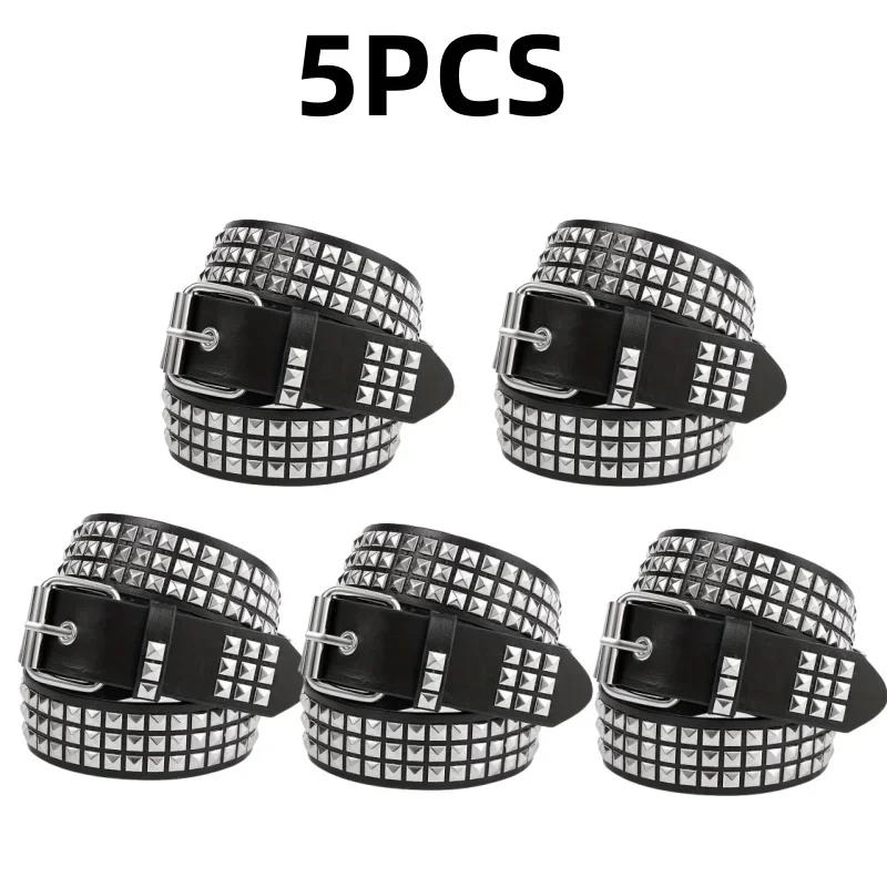 2025 New Square Bead Rivet Belt Metal Pyramid Belt Men and Women Punk Hardware Jeans Belt Y2K Belt Designer Belt Women's Belts