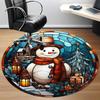 1pc Winter Snowman Office Round Area Rug, Under Office Chairs Bedroom Living Room Home Decor, Room Deco