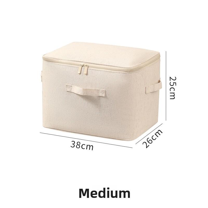 Cotton Linen Storage Bag With Zipper For Bedroom Closet Organization