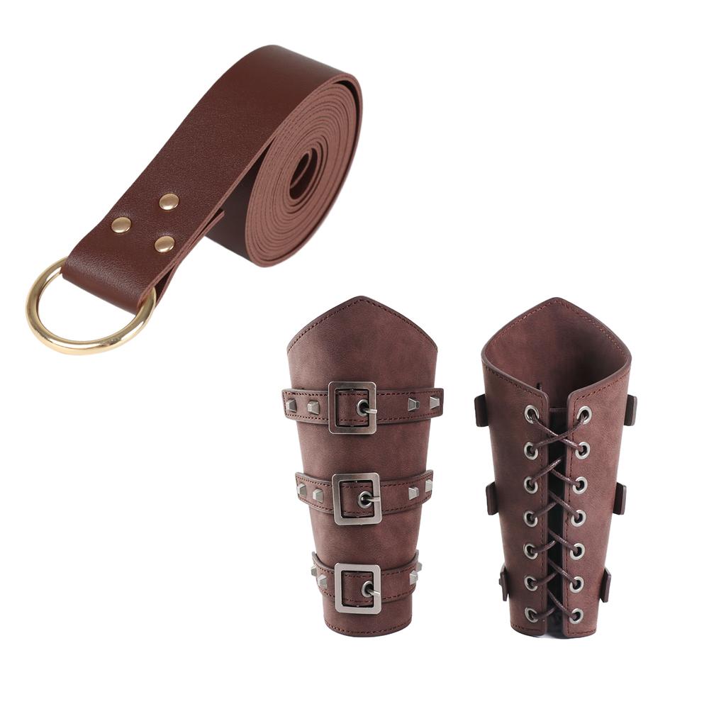 Halloween Costume Accessories Set Medieval Belt Retro Bag Viking Warrior Arm Guards Cosplay Props Anime Accessories
