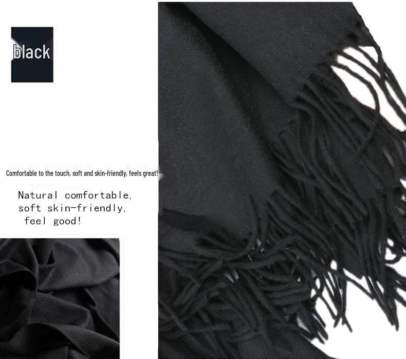 Unisex Thickened Warm Scarf - Solid Light Gray & Hemp Gray Cashmere Blend for Autumn/Winter