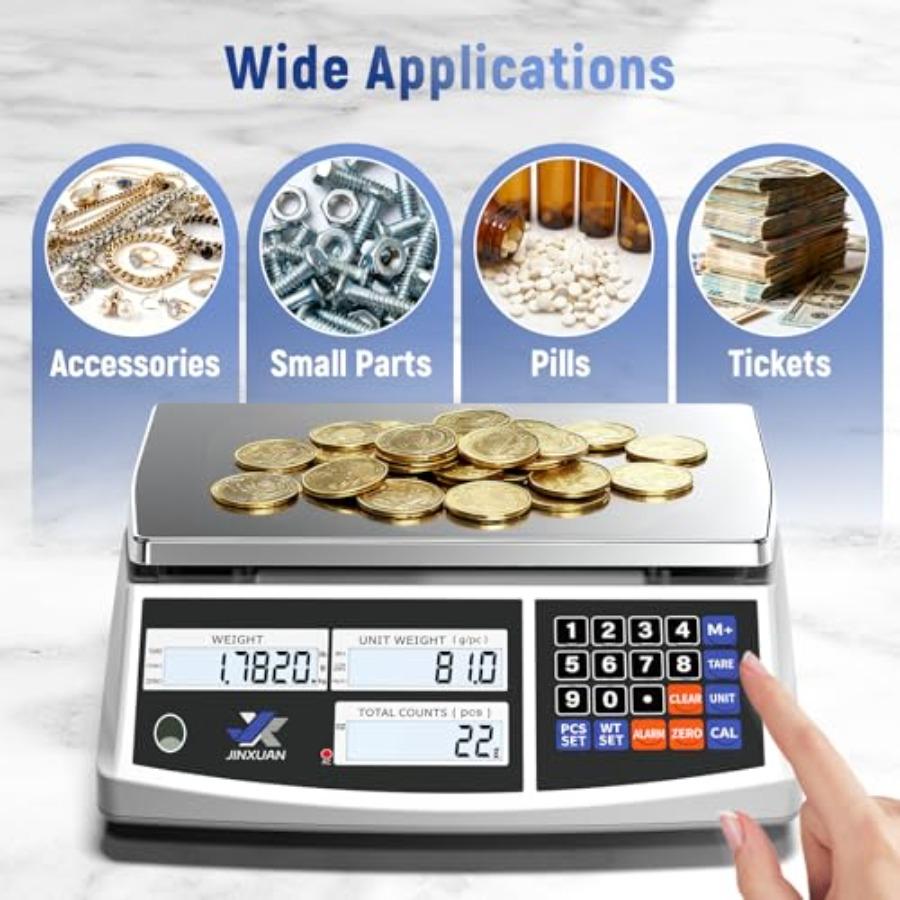 Industrial Counting Scale 30kg/66lb x 0.1g Precision Bench Scale Digital Inventory Counting Weight Scale for Small Parts and Co