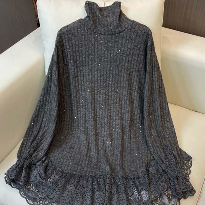 Sweater for Women Autumn Winter Thickened Warm Knitted Stretchy Long Sleeve Oversize Tops