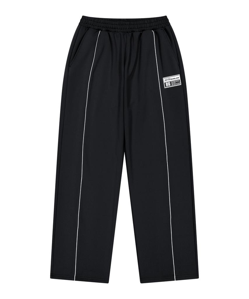 Leijibi [Summer] Giant Fit Line Track Pants Wide Gymwear Training Workout Wear Elastic Waist Pants W (2 Colors)