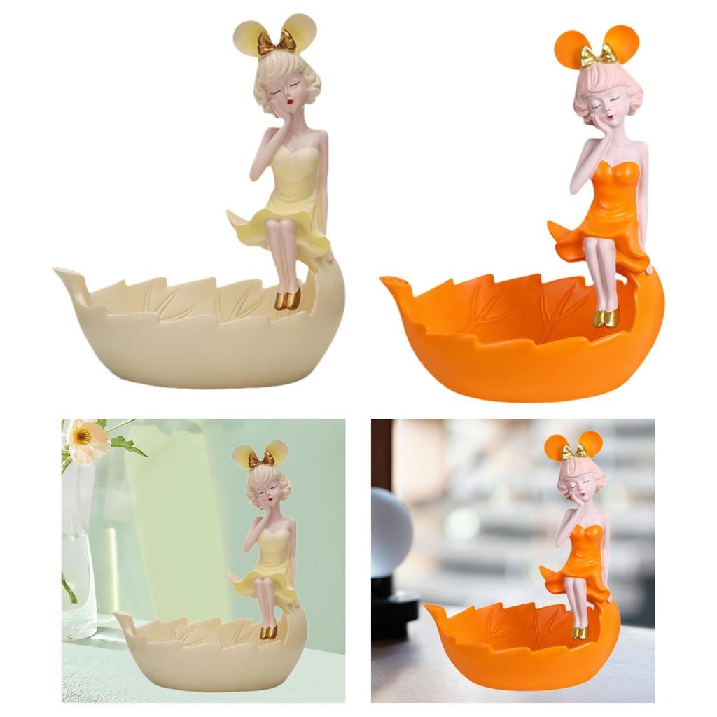 Schlüssel Schale Mädchen Figur Dekorative Schmuckschale für Eingang Schlafzimmer Eingangsbereich