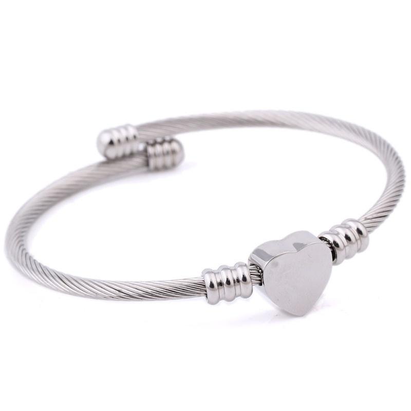 Three-color Stainless Steel Wire Braided Bracelet, Cable, Titanium Steel Heart-shaped Bracelet, Rose Gold