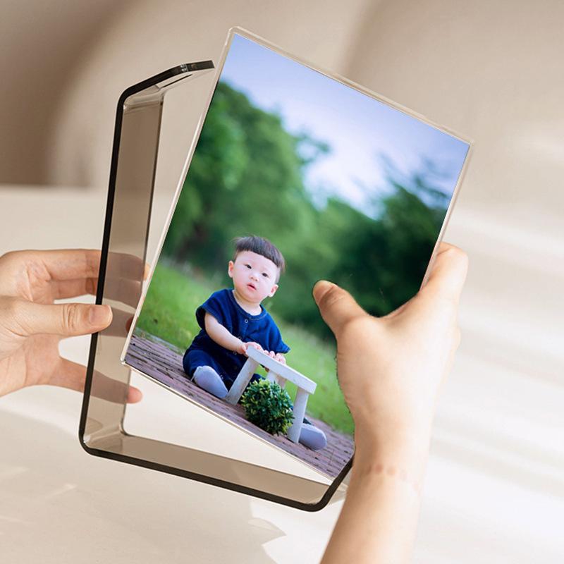 Acrylic L-Shaped Double-Sided Transparent Photo Frame, No-Punch, Thickened Dopamine Colors