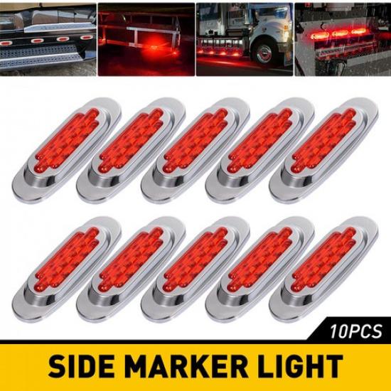 Marker Lights 6.5  LED Truck RV Trailer Oval Clearance Side Light Amber Red 2PCS красный