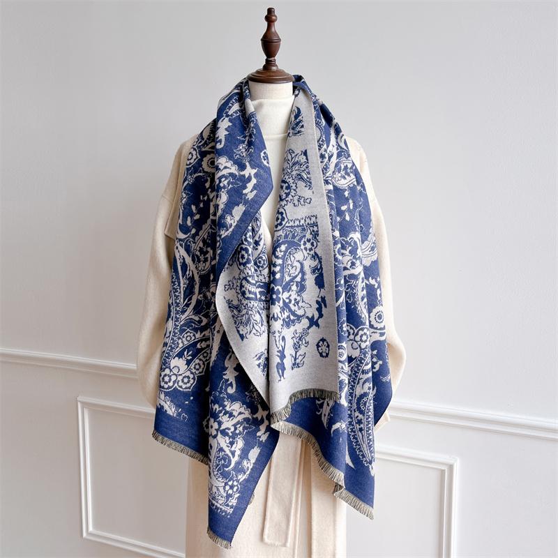 Luxury Ethnic Autumn Cashmere Pashmina Shawl for Women Wrap Warm Lady Winter Scarves Jacquard Design Print Foulard Stoles Scarf