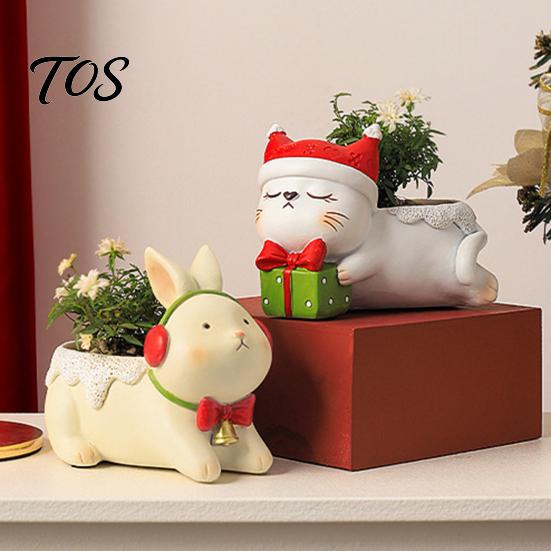 Compact Desktop Plant Holders Cute Christmas Animal Succulent Planter, Small Pot for Indoor Mini Pots Home Decor, Gift Lovers Corgi Hedgehog Reindeer