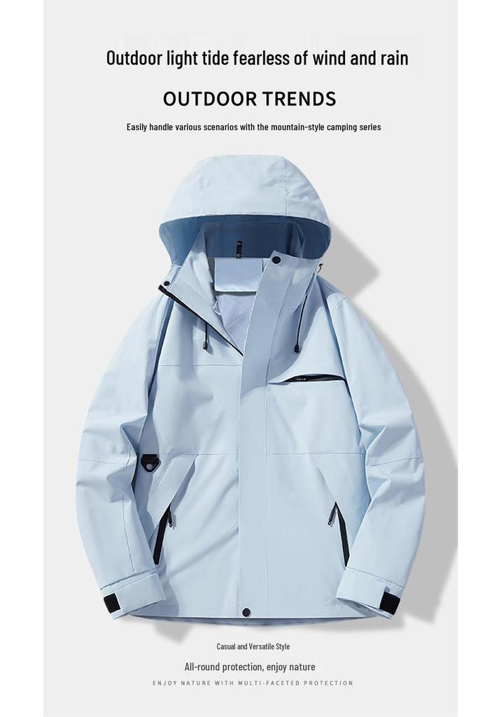 Spring & Autumn Waterproof Hooded Windbreaker for Men and Women - Casual Outdoor Workwear & Mountaineering Jacket
