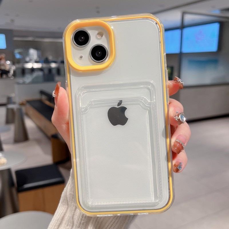 Simple Card Pocket Bag Colorful Bumper Phone Case For For Iphone 16 17 Pro Max 1 14 13 12 11 16 Plus Air Clear Back Cover