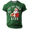 Einfaches Mode-T-Shirt mit Buchstabenaufdruck für Herren, kurzärmelig, lässig, HO HO HOLD MY BEER T-Shirt, tägliches Streetwear-Top für Herren und Damen, Weihnachtsmann-Grafik