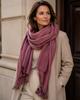 Plum Scarf with Fringes 180X80 - Cotton with Polyester, Boho Style