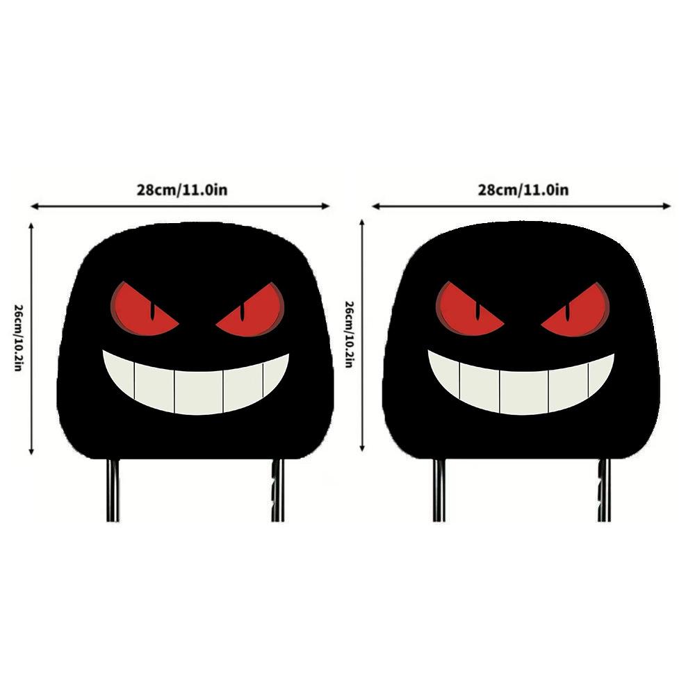 Nya 2 st Svarta Parodi Bil Dekoration Nackstödsskydd Festlig Atmosfär Rolig och Kreativ Dubbelsidigt Tryckt Nackstöd