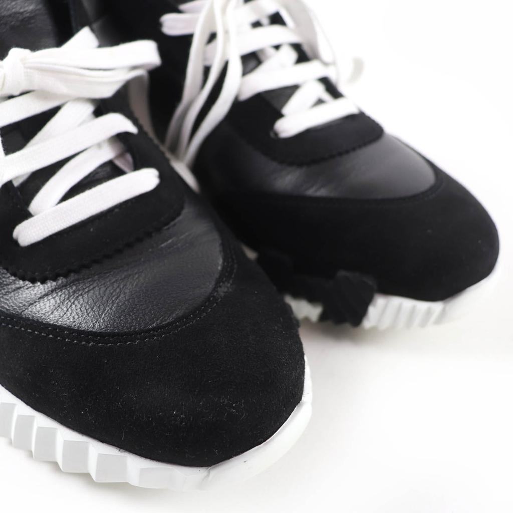 Great HERMES High cut sneakers hip hop H logo lace-up leather black Women 37 Used