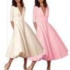 Robe élégante et décontractée en maille pour femme, avec col en V, disponible en plusieurs couleurs.