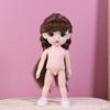 1 Set Nude Doll 3D Simulation Eyes 13 Joint Black Long Hair 1/8 17Cm Doll Plastic Doll Head Toys With Gold Brown Hair Kids Gift