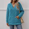 New Women's Casual V-neck Long-sleeved Pullover Multi-color  Hooded Plush Sweatshirt