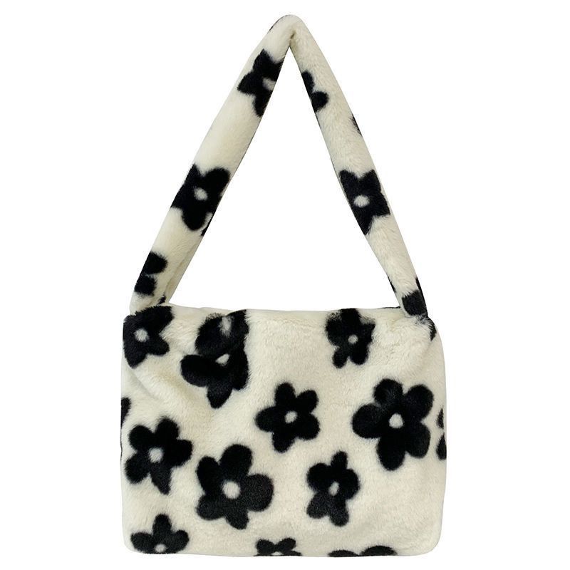 Cute and Versatile Plush Flower Tote Bag - Large Capacity Shoulder Bag