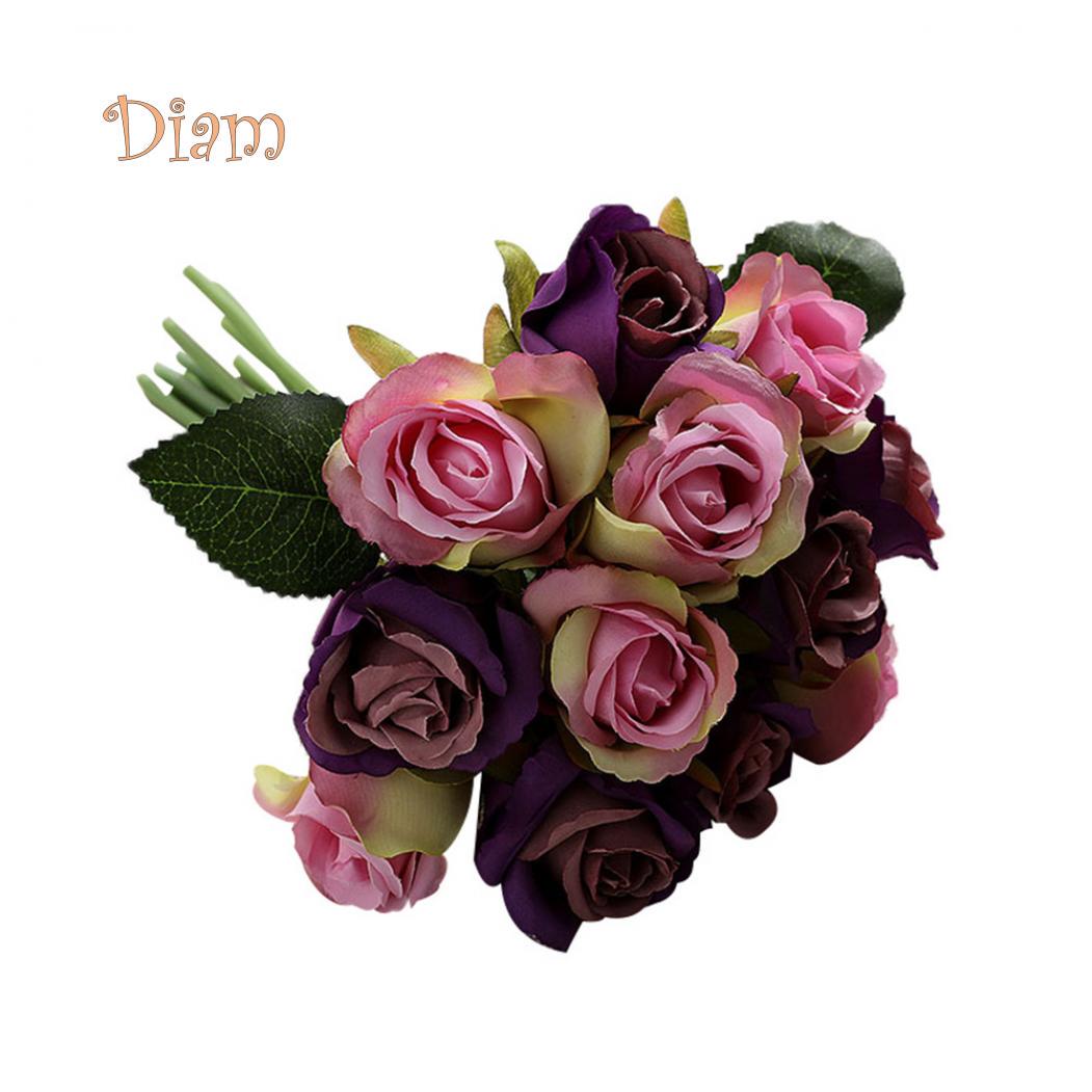 

CO & LO 1 букет искусственный цветок розы бонсай этап сад свадьба домашний декор партии One Size фиолетовый