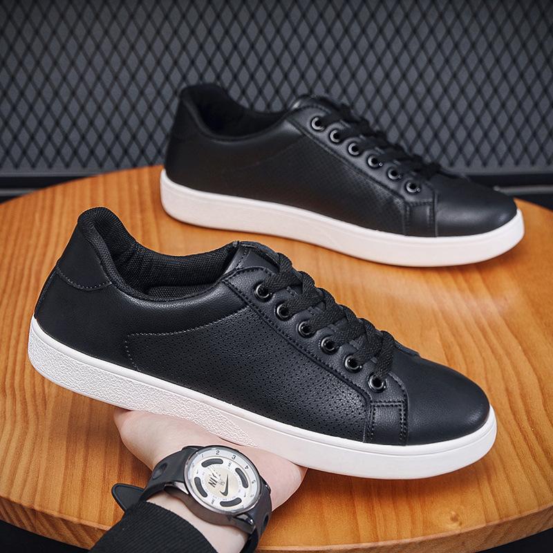 Fashion Men Leather Casual Board Shoes Breathable Sneakers for Man Spring Summer New White Shoes Comfortable Men's Flats Soft Sneakers