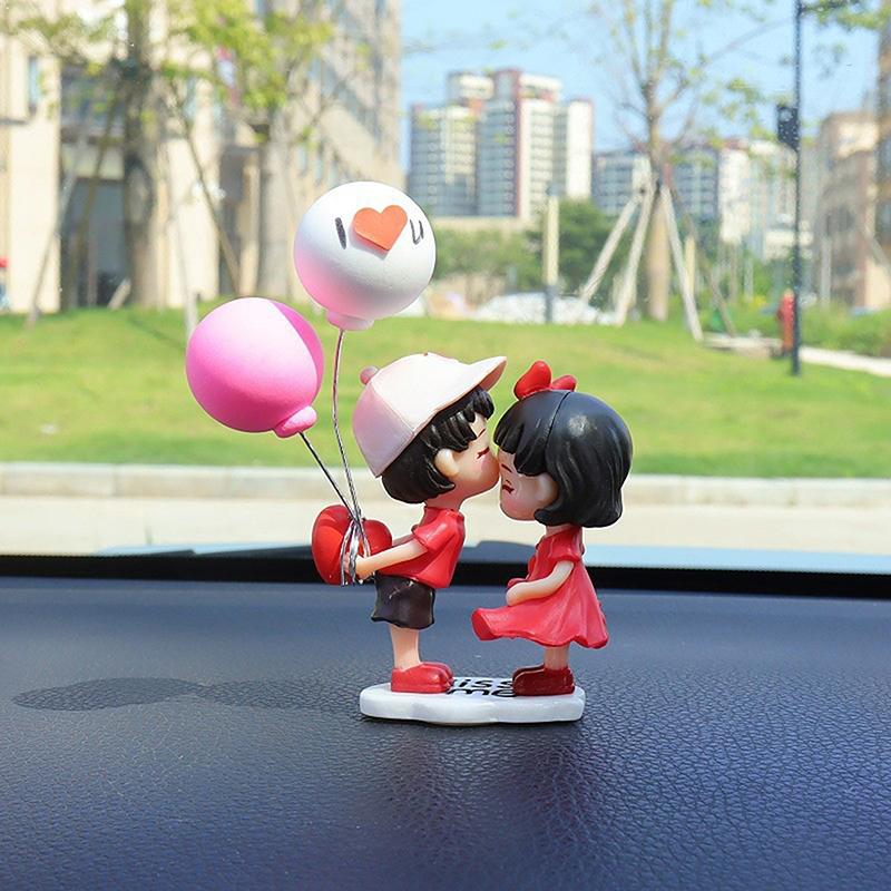 Cute Kiss Couple Car Interior Decoration Action Figures Auto Rearview Mirror Dashboard Ornaments Gift Home Desktop Decor