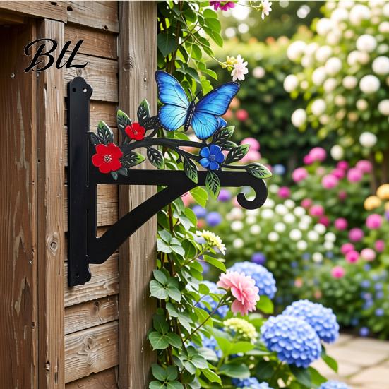 Sky Garden Wall Combination Metal Plant Hanger Hook Heavy Duty Hanging Basket Bracket Decorative Parrot Imitation Rust Orange Cat Flower Butterfly for