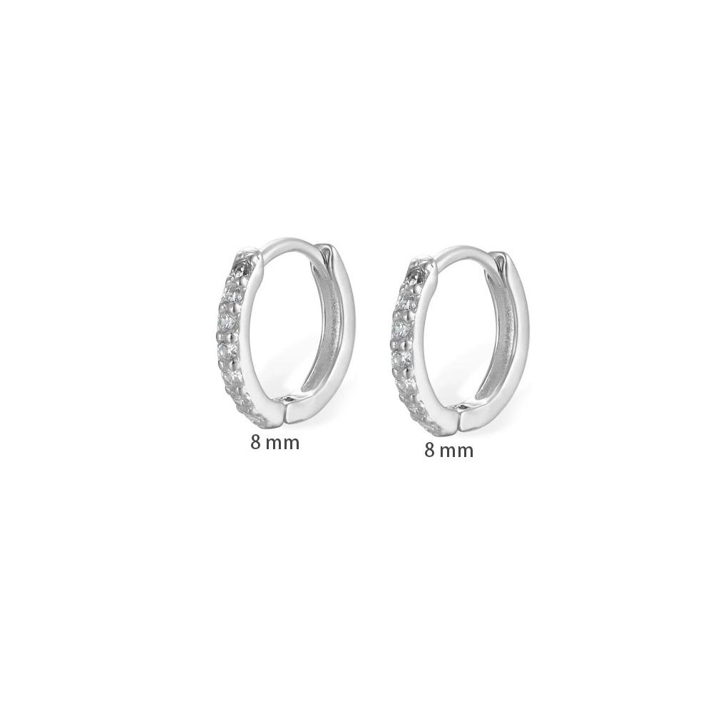 8mm Stainless Steel Minimal Hoop Earrings Crystal Zirconia Small Huggie Thin Cartilage Earrings Helix Tragus Piercing Jewelry