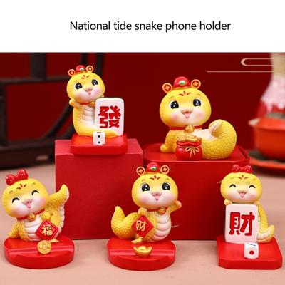 2025 Jahr der Schlange Themen Handyhalter Handyhalter Harzkunst Cartoon Tier Neujahr Schreibtischdekoration