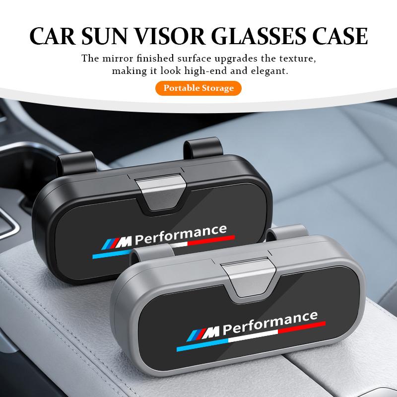 BROB8 Universal Car Sun Visor Glasses Holder Auto Sunglasses Storage Box For BMW M3 M5 M6 Performance X1 X2 X3 X4 X5 M F01 Alpina F20