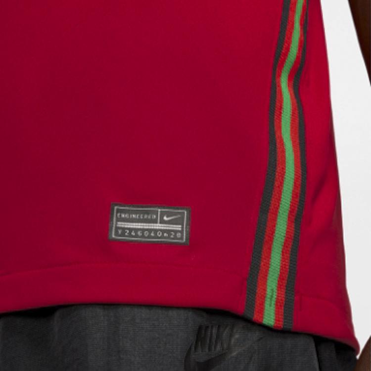 Nike Portugal 2020 Season Home Fan Edition Polo Collar Short Sleeve Football Jersey Men Tops Red CD0704-687
