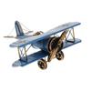 Vintage Metal Airplane Model Biplane Military Aircraft Toy for Children Gift